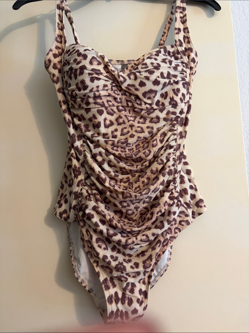 Leopard Print Ruched Bodysuit - Brown/Beige